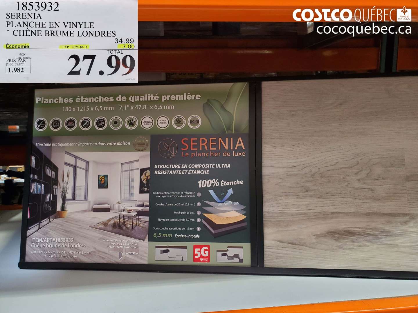 1853932 SERENIA PLANCHE EN VINYLE CHÊNE BRUME LONDRES ($7.00 INSTANT SAVINGS EXPIRES ON 2026-10-11) $27.99