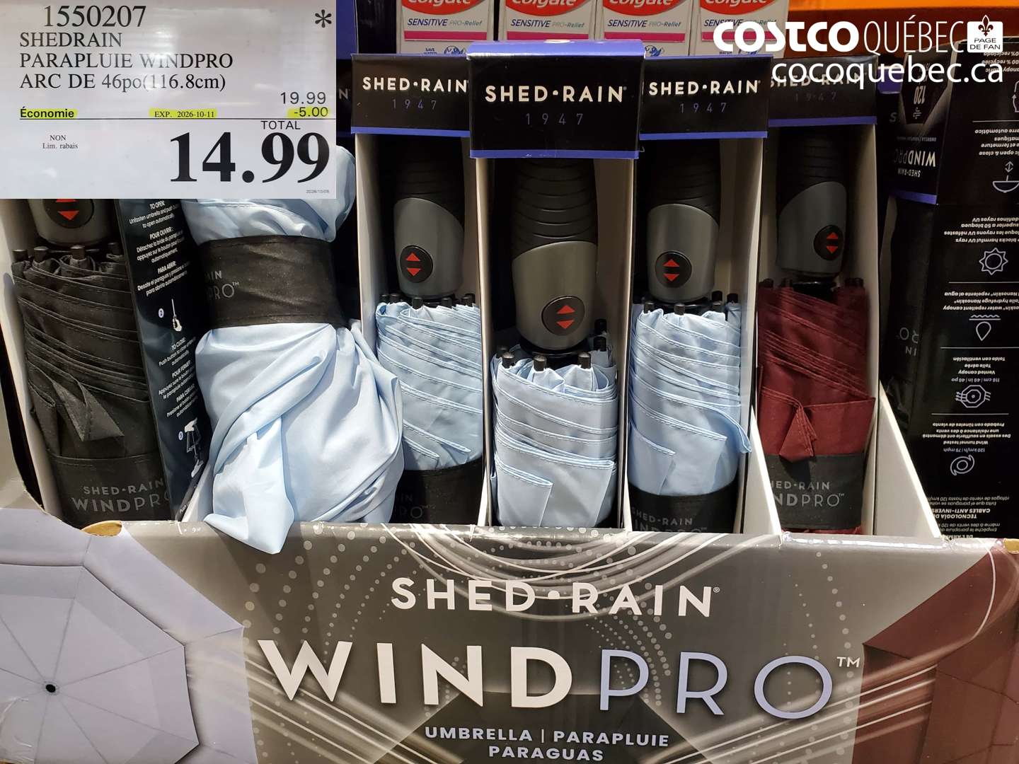 1550207 SHEDRAIN PARAPLUIE WINDPRO ARC DE 46PO (116.8CM) ($5.00 INSTANT SAVINGS EXPIRES ON 2026-10-11) $14.99