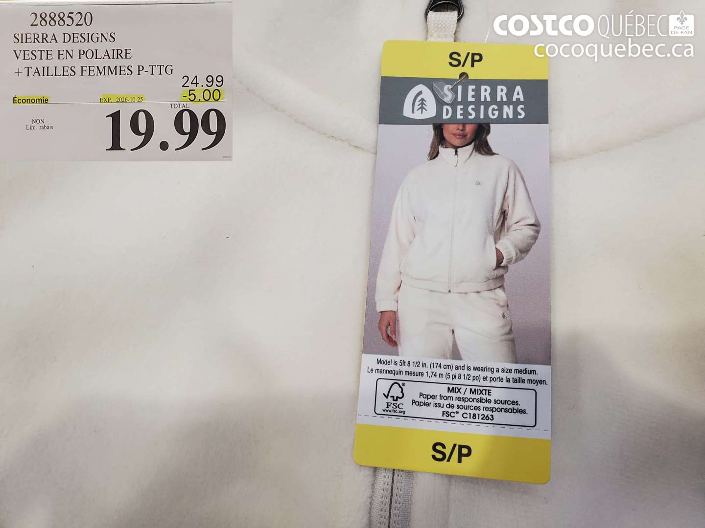 2888520 SIERRA DESIGNS VESTE EN POLAIRE ($5.00 INSTANT SAVINGS EXPIRES ON 2026-10-25) $19.99