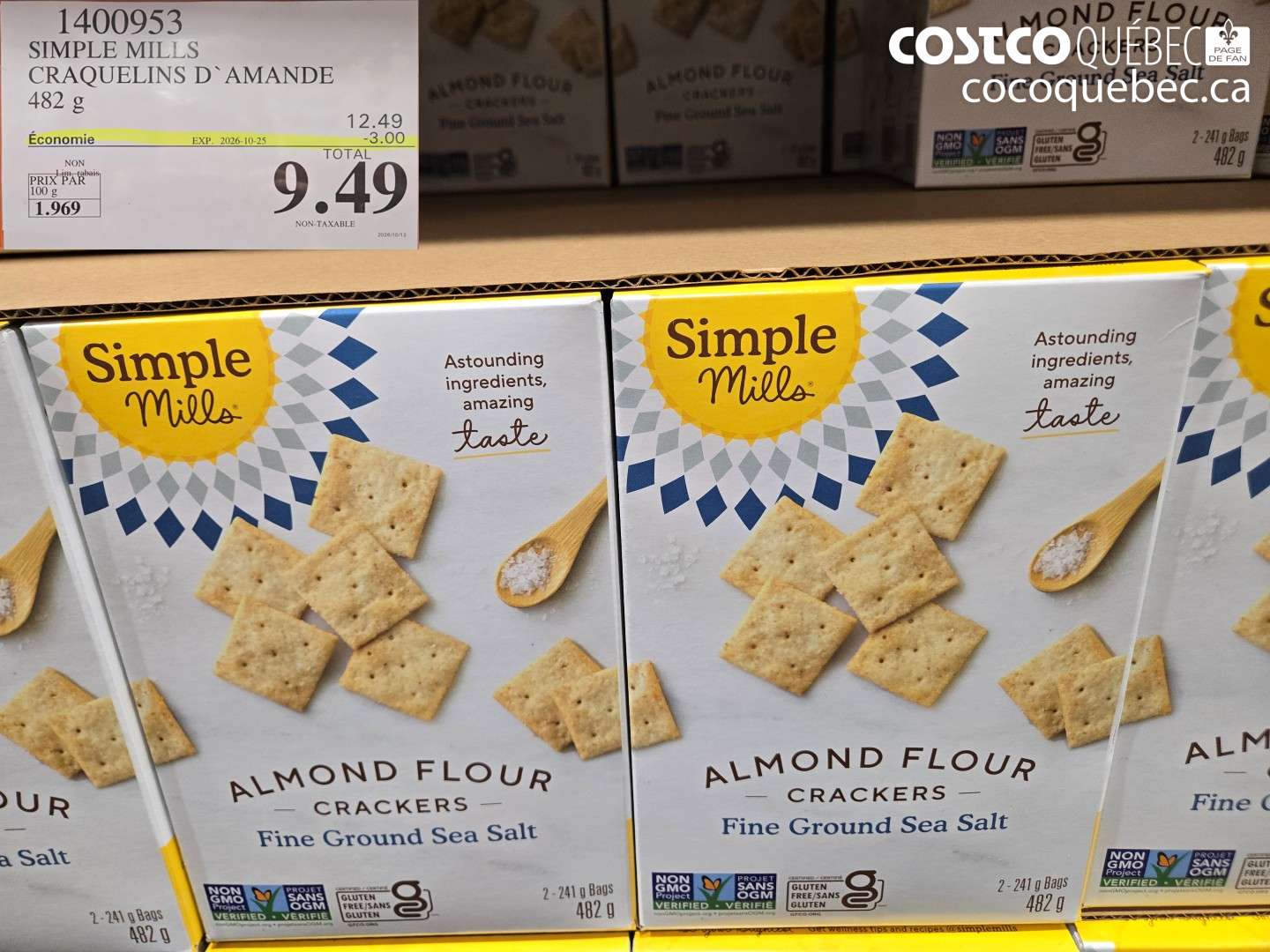 1400953 SIMPLE MILLS CRAQUELINS D' AMANDE ($3.00 INSTANT SAVINGS EXPIRES ON 2026-10-25) $9.49