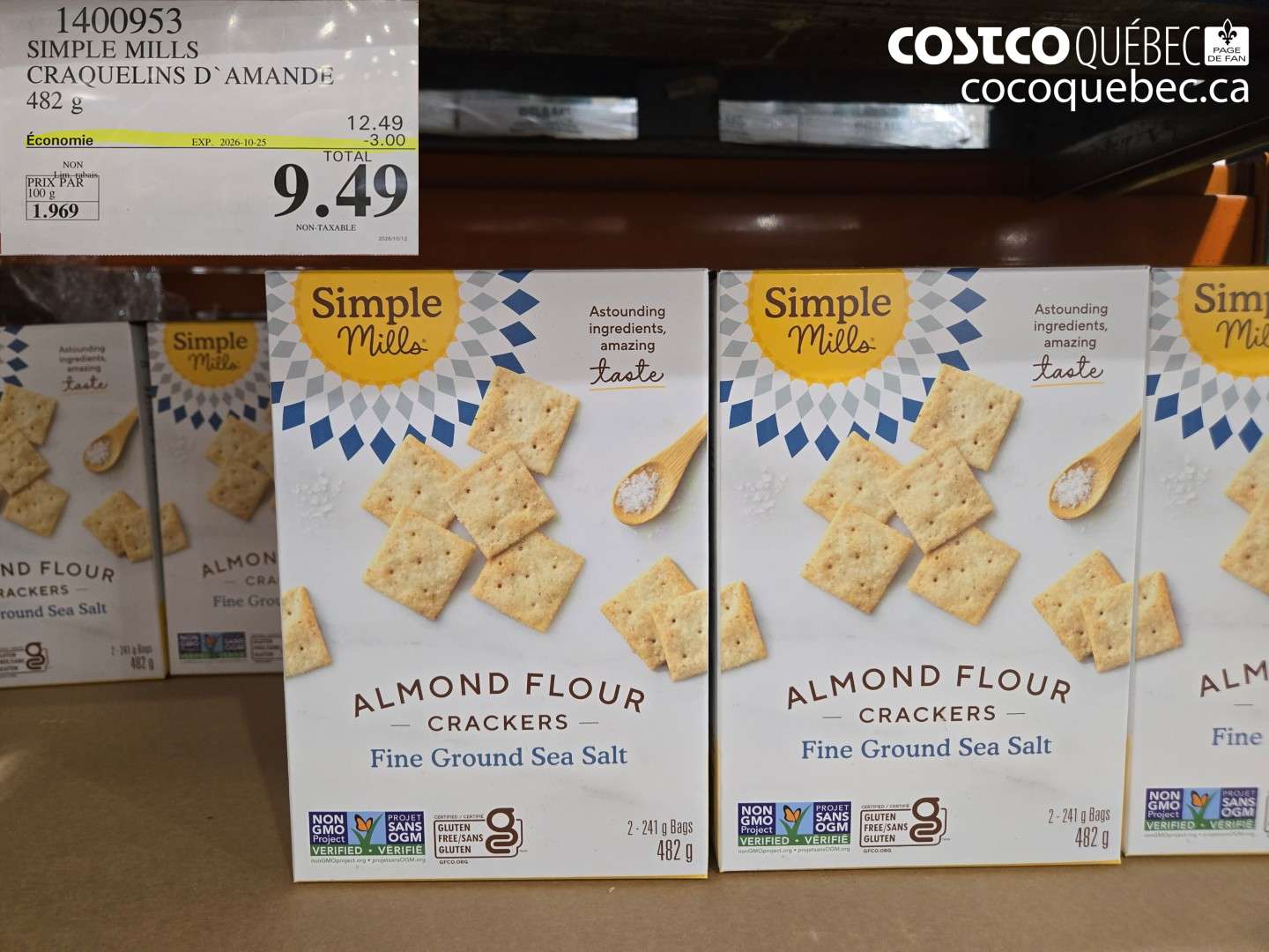 1400953 SIMPLE MILLS CRAQUELINS D` AMANDE ($3.00 INSTANT SAVINGS EXPIRES ON 2026-10-25) $9.49