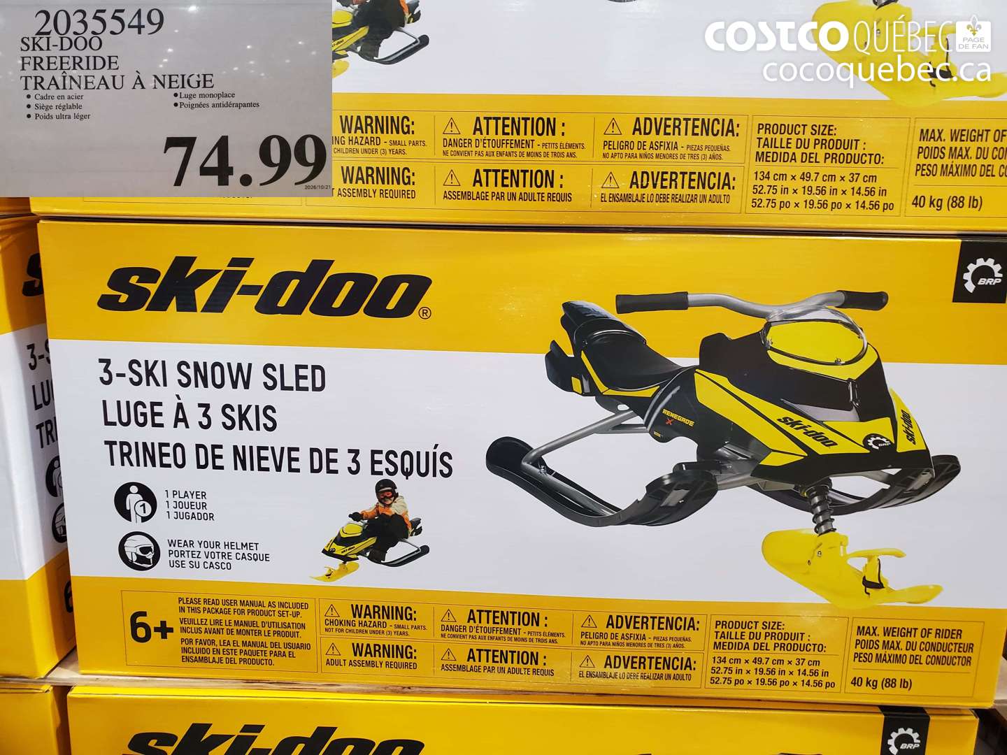 2035549 SKI-DOO FREERIDE TRAÎNEAU À NEIGE $74.99