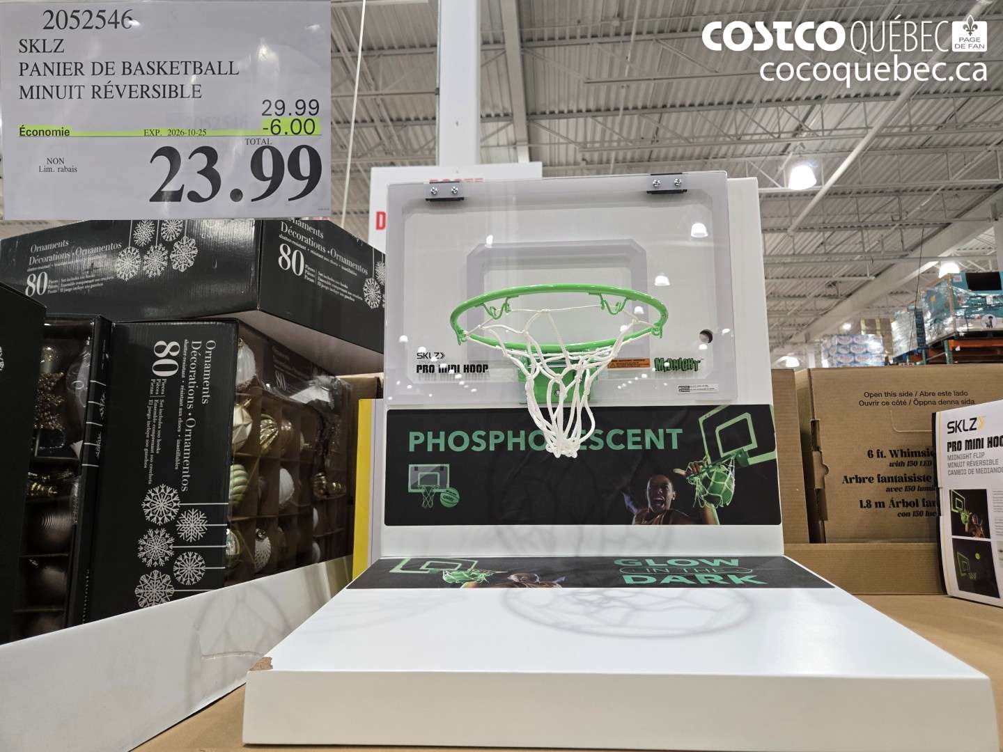 2052546 SKLZ PANIER DE BASKETBALL MINUIT RÉVERSIBLE ($6.00 INSTANT SAVINGS EXPIRES ON 2026-10-25) $23.99