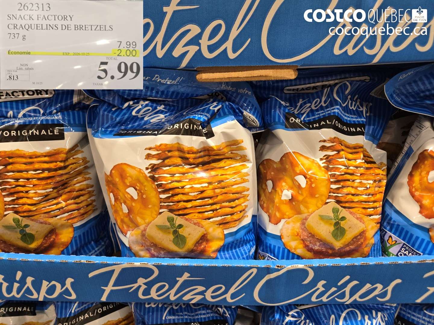 262313 SNACK FACTORY CRAQUELINS DE BRETZELS ($2.00 INSTANT SAVINGS EXPIRES ON 2026-10-25) $5.99