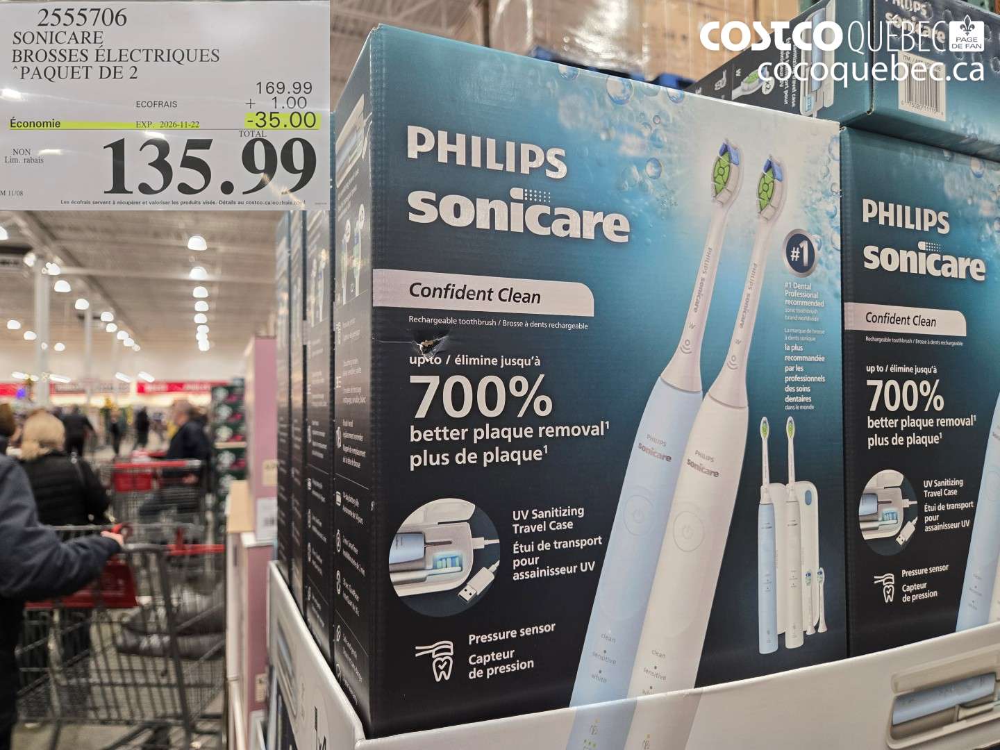 2555706 SONICARE BROSSES ÉLECTRIQUES ($35.00 INSTANT SAVINGS EXPIRES ON 2026-11-22) $135.99