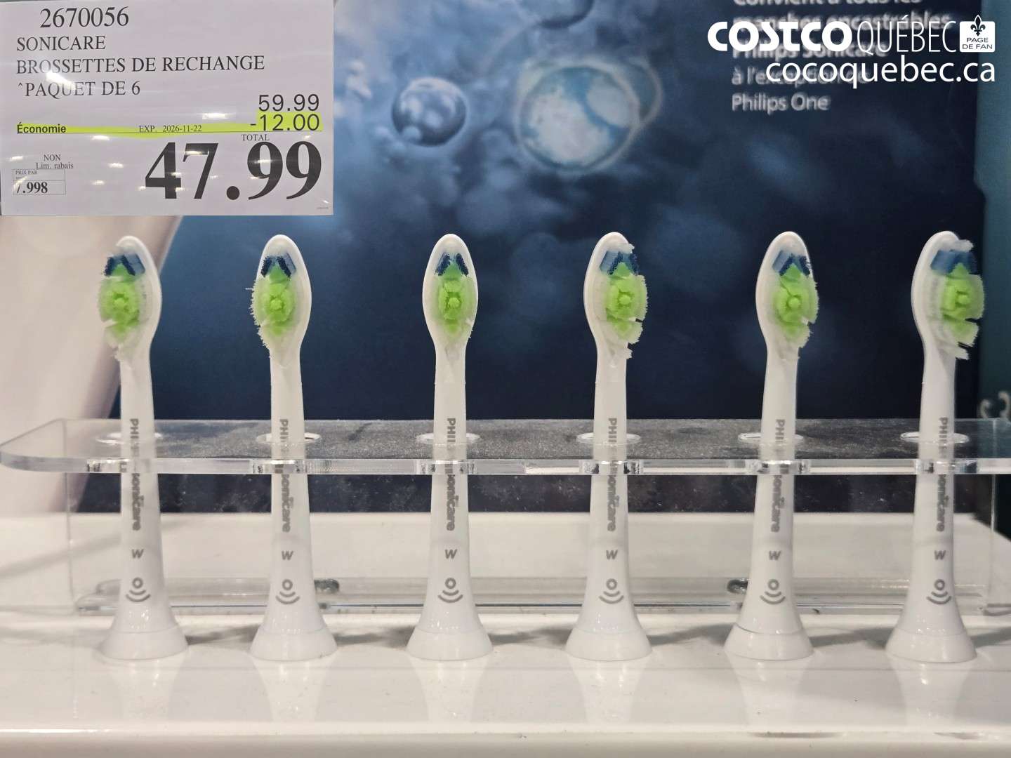 2670056 SONICARE BROSSETTES DE RECHANGE PAQUET DE 6 ($12.00 INSTANT SAVINGS EXPIRES ON 2026-11-22) $47.99