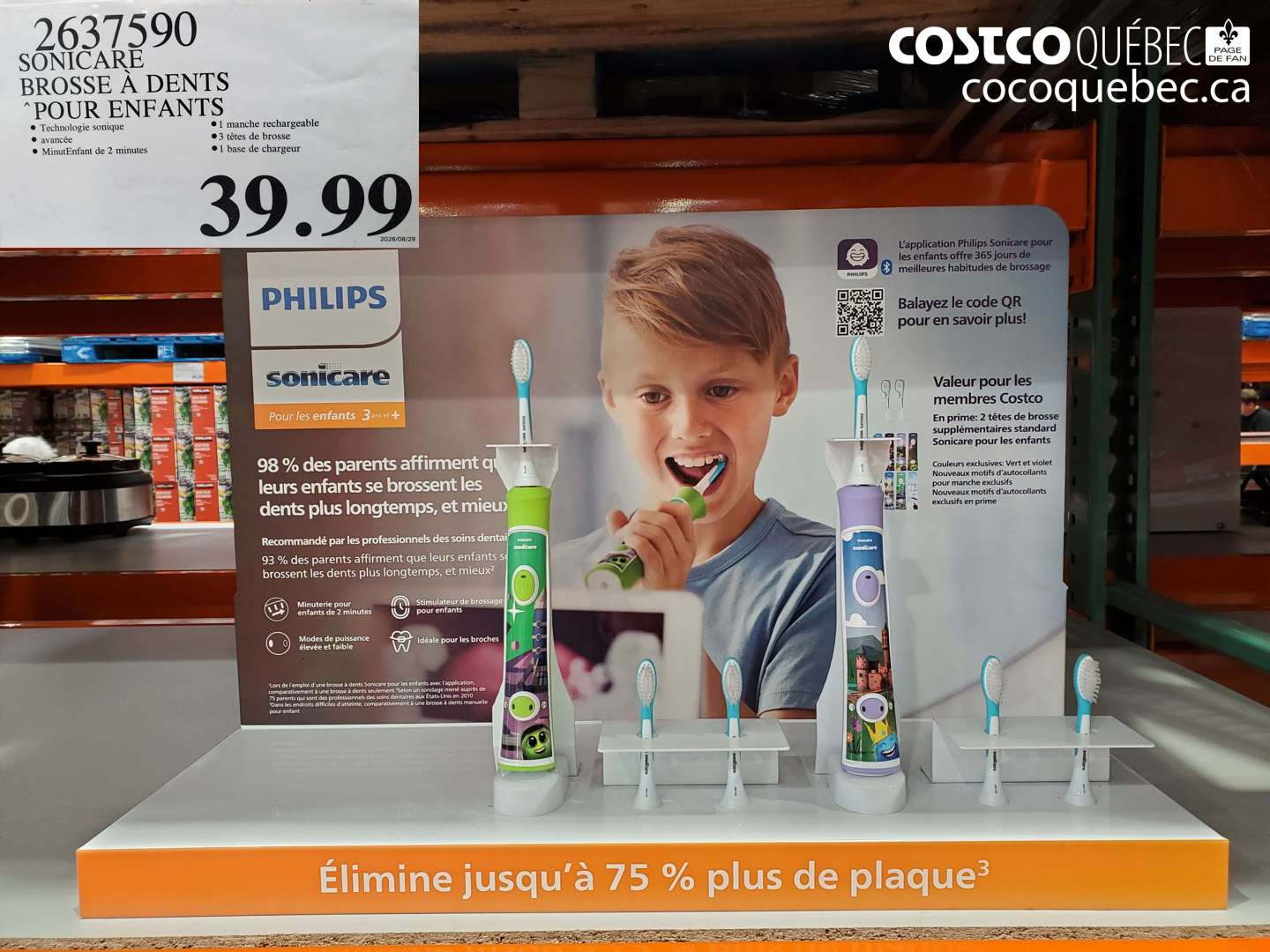 2637590 SONICARE BROSSE À DENTS POUR ENFANTS $39.99