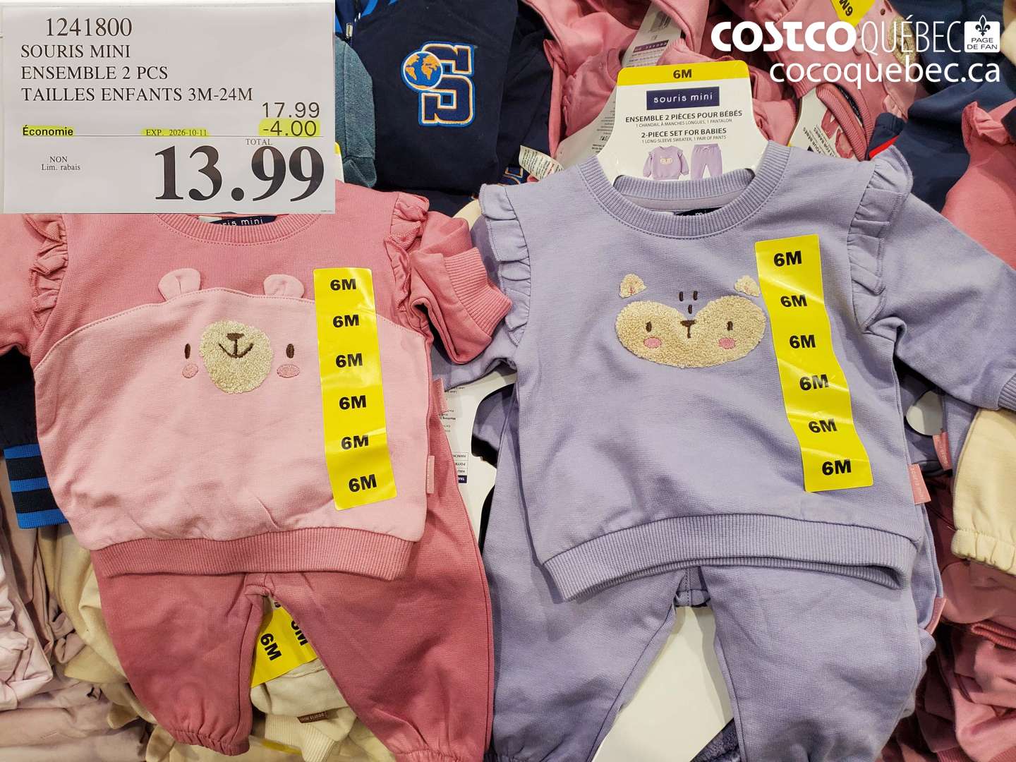 1241800 SOURIS MINI ENSEMBLE 2 PCS TAILLES ENFANTS 3M-24M ($4.00 INSTANT SAVINGS EXPIRES ON 2026-10-11) $13.99
