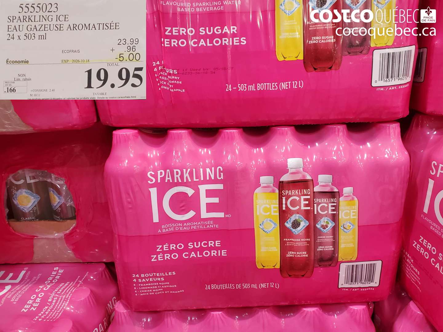5555023 SPARKLING ICE EAU GAZEUSE AROMATISÉE ($5.00 INSTANT SAVINGS EXPIRES ON 2026-10-18) $19.95