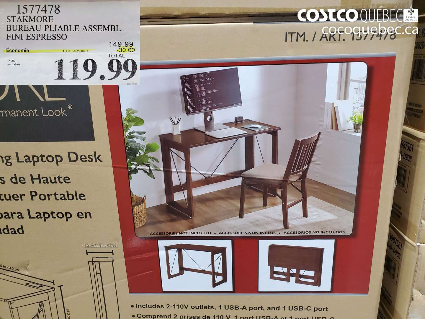 1577478 STAKMORE BUREAU PLIABLE ASSEMBL FINI ESPRESSO ($30.00 INSTANT SAVINGS EXPIRES ON 2026-10-11) $119.99