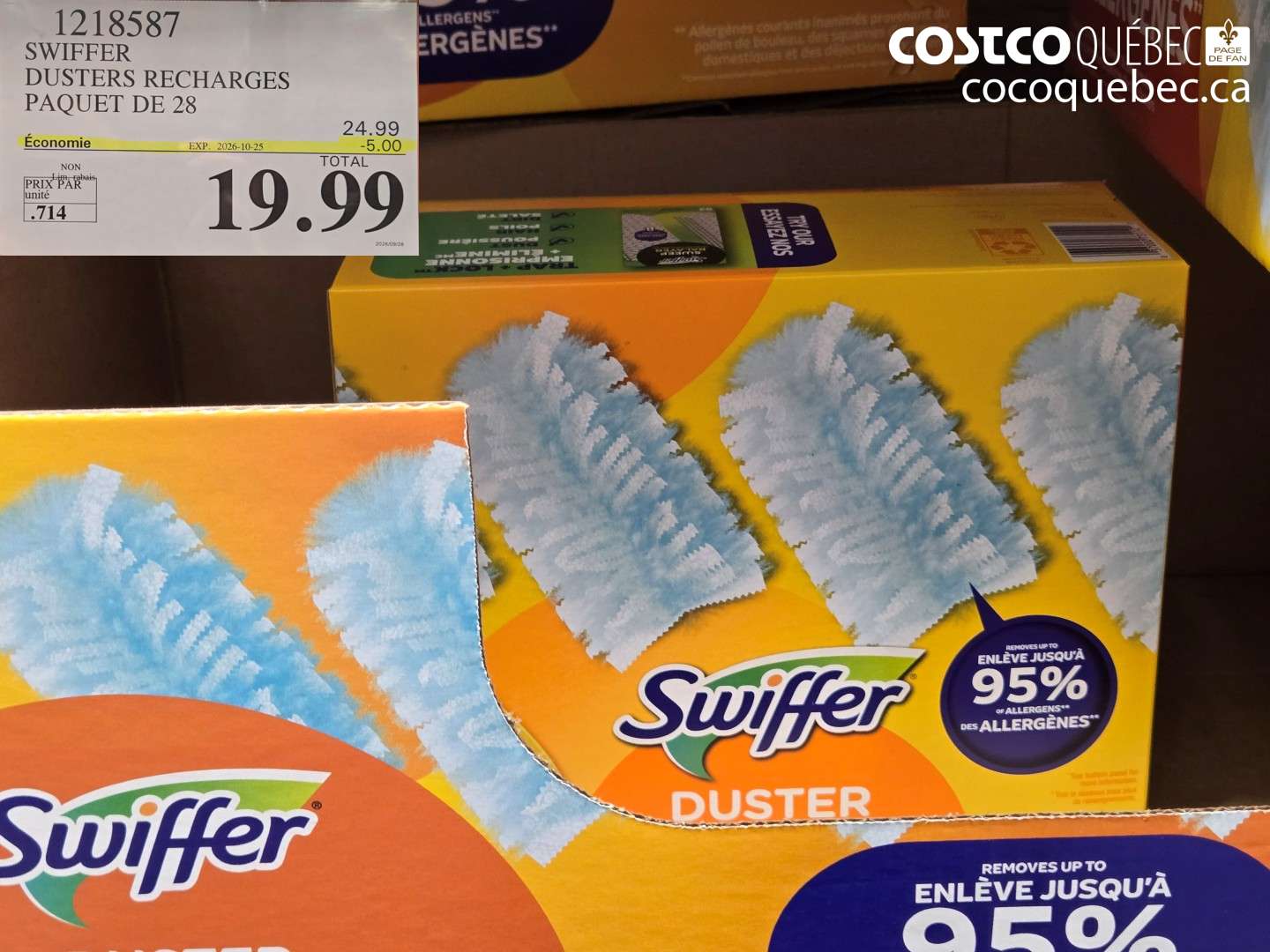 1218587 SWIFFER DUSTERS RECHARGES PAQUET DE 28 ($5.00 INSTANT SAVINGS EXPIRES ON 2026-10-25) $19.99