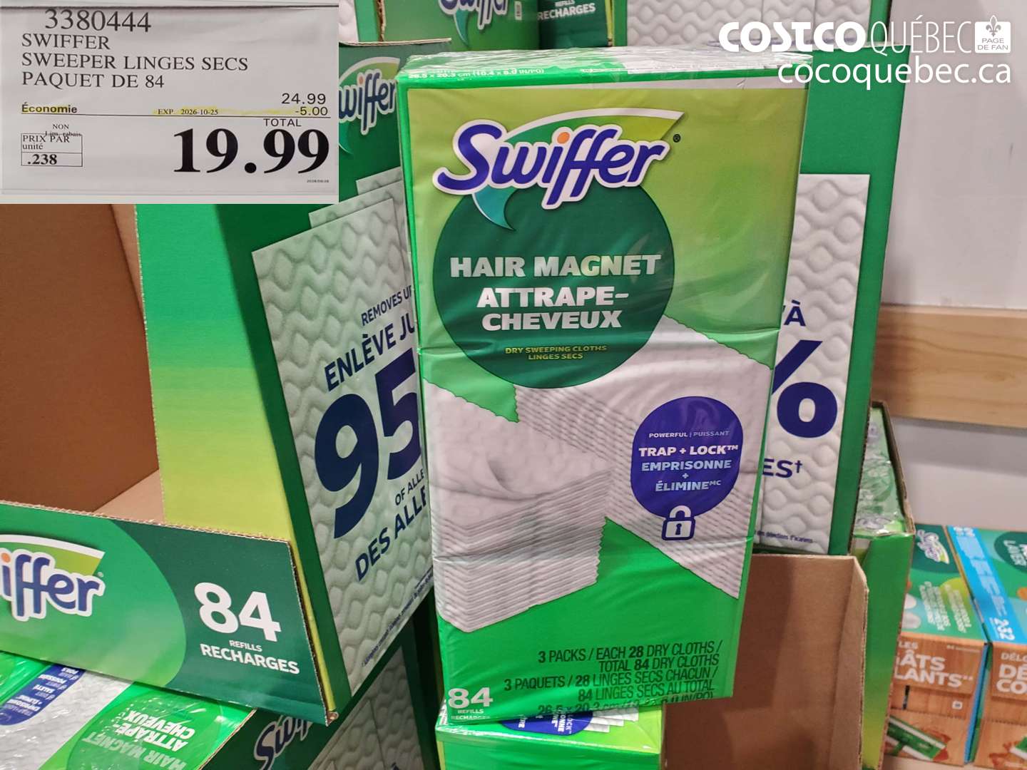 3380444 SWIFFER SWEEPER LINGES SECS PAQUET DE 84 ($5.00 INSTANT SAVINGS EXPIRES ON 2026-10-25) $19.99