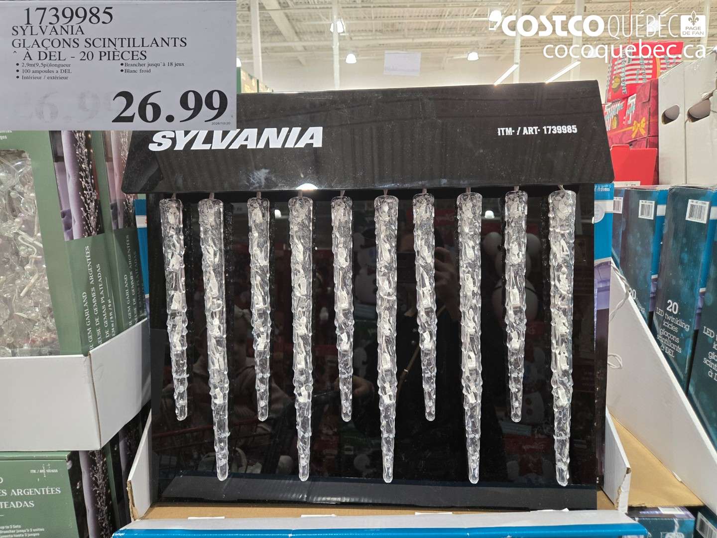 1739985 SYLVANIA GLAÇONS SCINTILLANTS À DEL - 20 PIÈCES $26.99