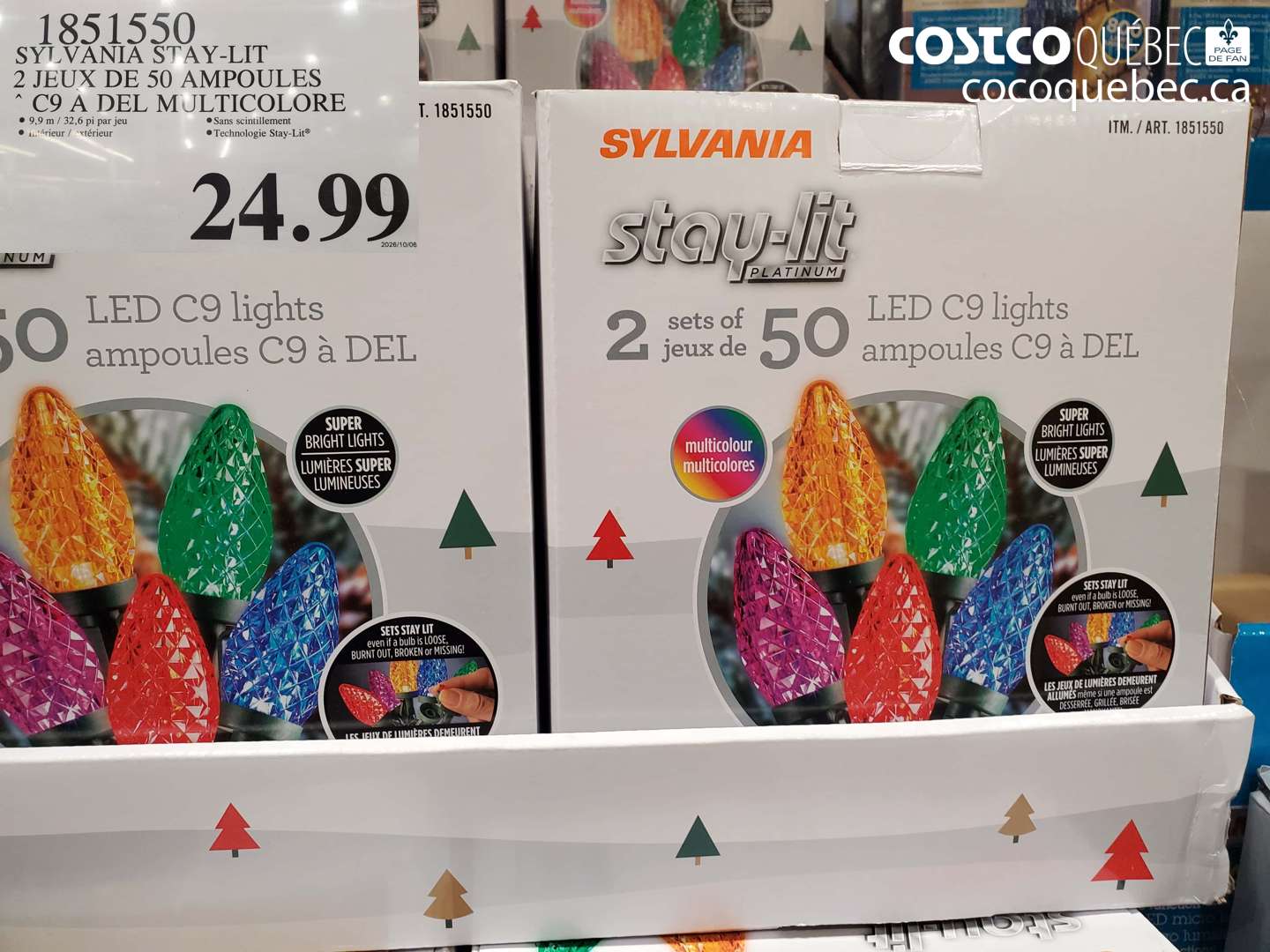 1851550 SYLVANIA STAY-LIT 2 JEUX DE 50 AMPOULES C9 A DEL MULTICOLORE $24.99