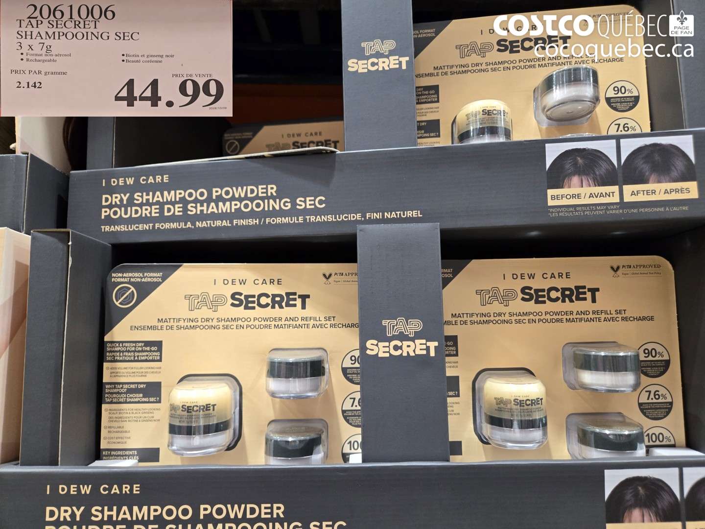 2061006 TAP SECRET SHAMPOOING SEC 3 X 7G $44.99
