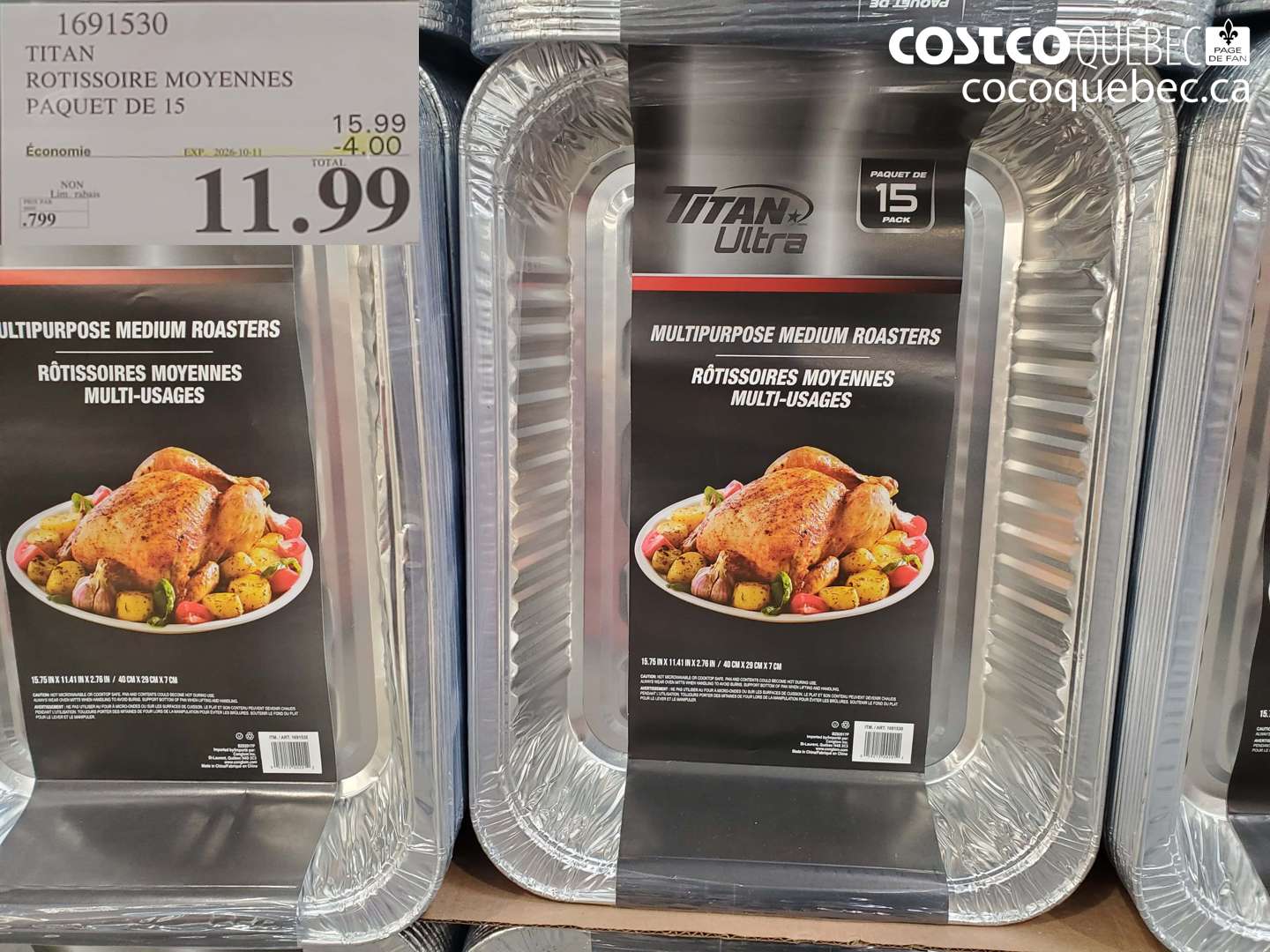 1691530 TITAN ROTISSOIRE MOYENNES PAQUET DE 15 ($4.00 INSTANT SAVINGS EXPIRES ON 2026-10-11) $11.99