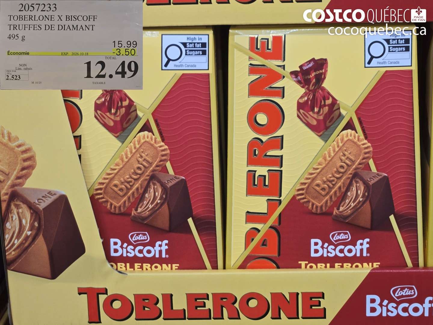 2057233 TOBERLONE X BISCOFF TRUFFES DE DIAMANT ($3.50 INSTANT SAVINGS EXPIRES ON 2026-10-18) $12.49