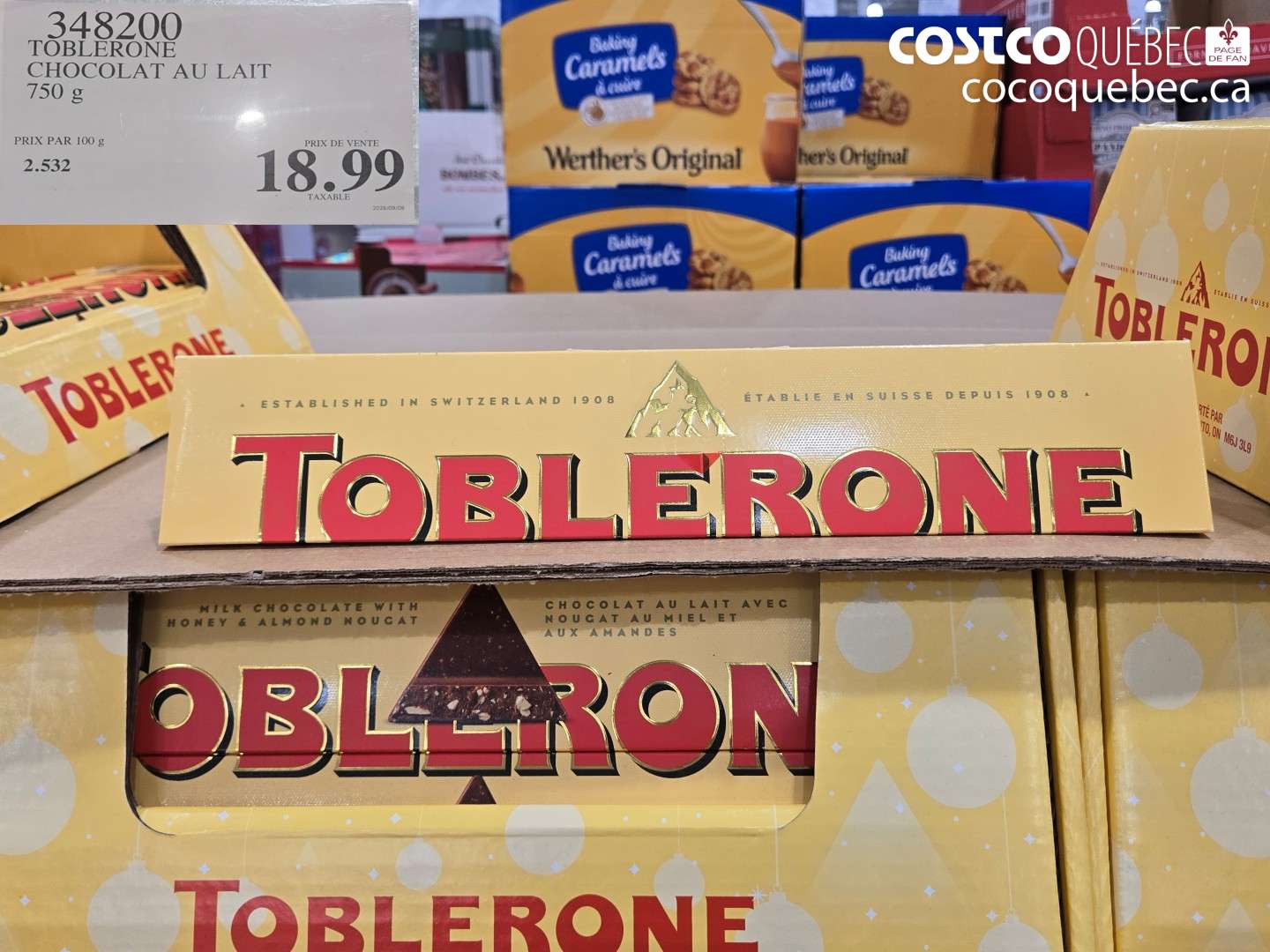 348200 TOBLERONE CHOCOLAT AU LAIT $18.99