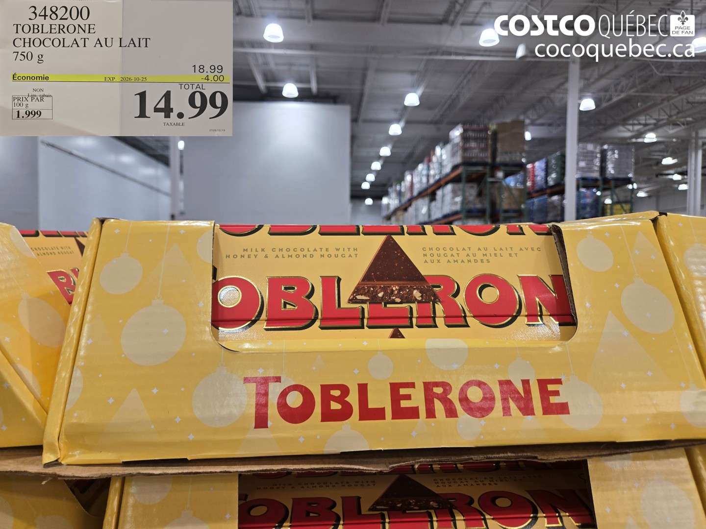 348200 TOBLERONE CHOCOLAT AU LAIT ($4.00 INSTANT SAVINGS EXPIRES ON 2026-10-25) $14.99