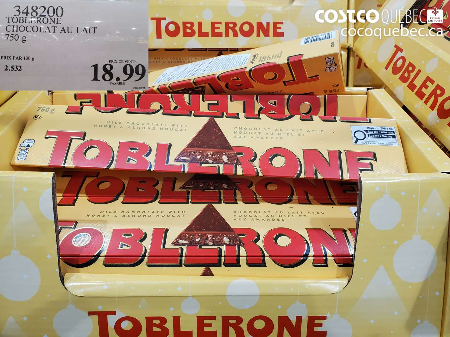348200 TOBLERONE CHOCOLAT AU LAIT $18.99