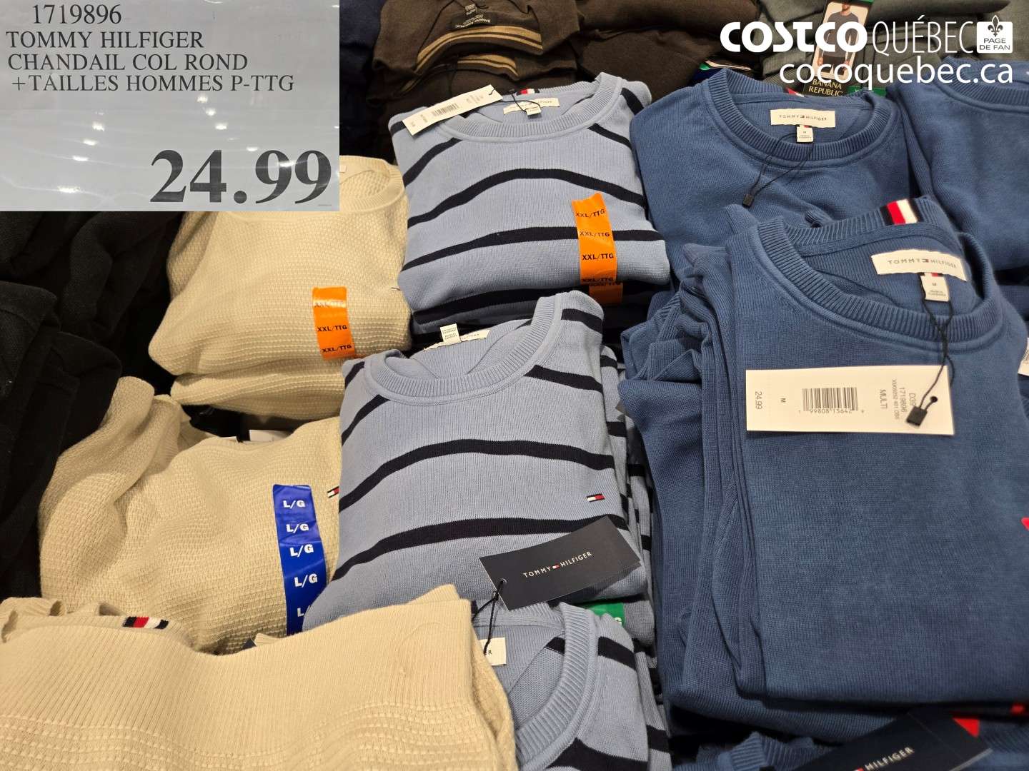 1719896 TOMMY HILFIGER CHANDAIL COL ROND + TAILLES HOMMES P-TTG $24.99