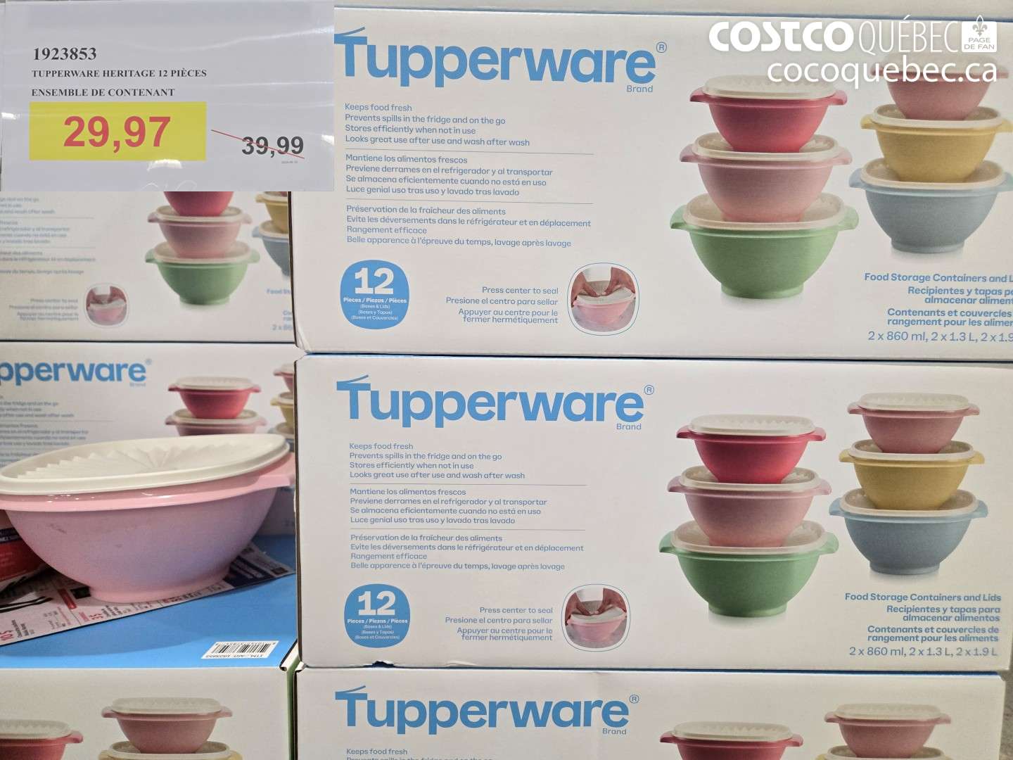 1923853 TUPPERWARE HERITAGE 12 PIÈCES $29.97