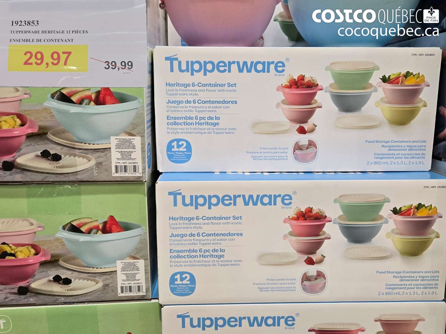 1923853 TUPPERWARE HERITAGE 12 PIÈCES ENSEMBLE DE CONTENANT $29.97