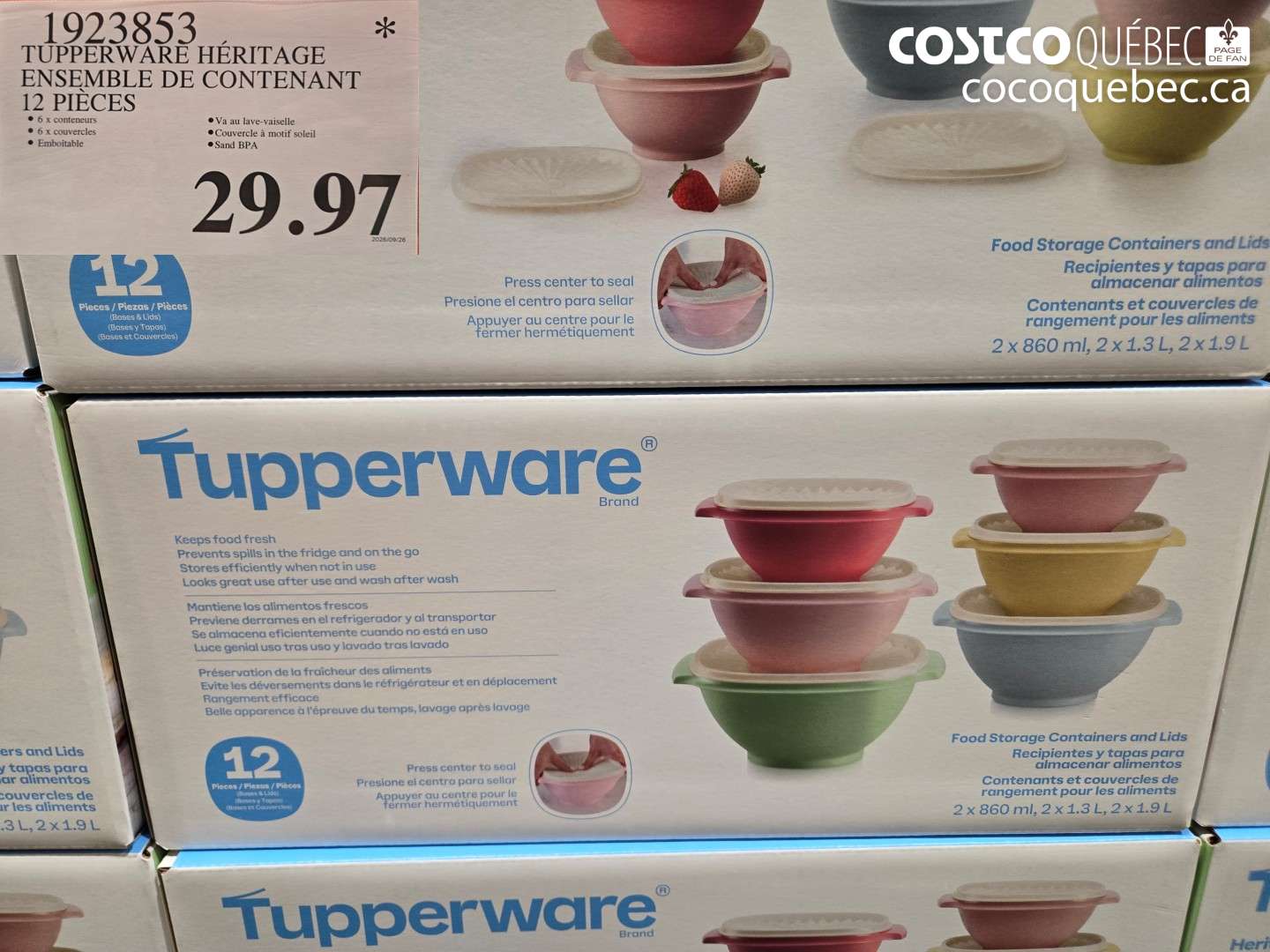 1923853 TUPPERWARE HÉRITAGE ENSEMBLE DE CONTENANT 12 PIÈCES $29.97