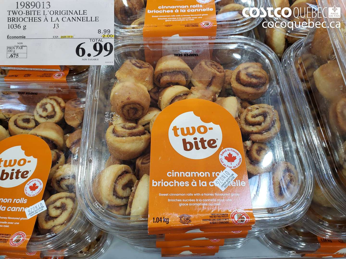 1989013 TWO-BITE L'ORIGINALE BRIOCHES À LA CANNELLE ($2.00 INSTANT SAVINGS EXPIRES ON 2026-10-11) $6.99