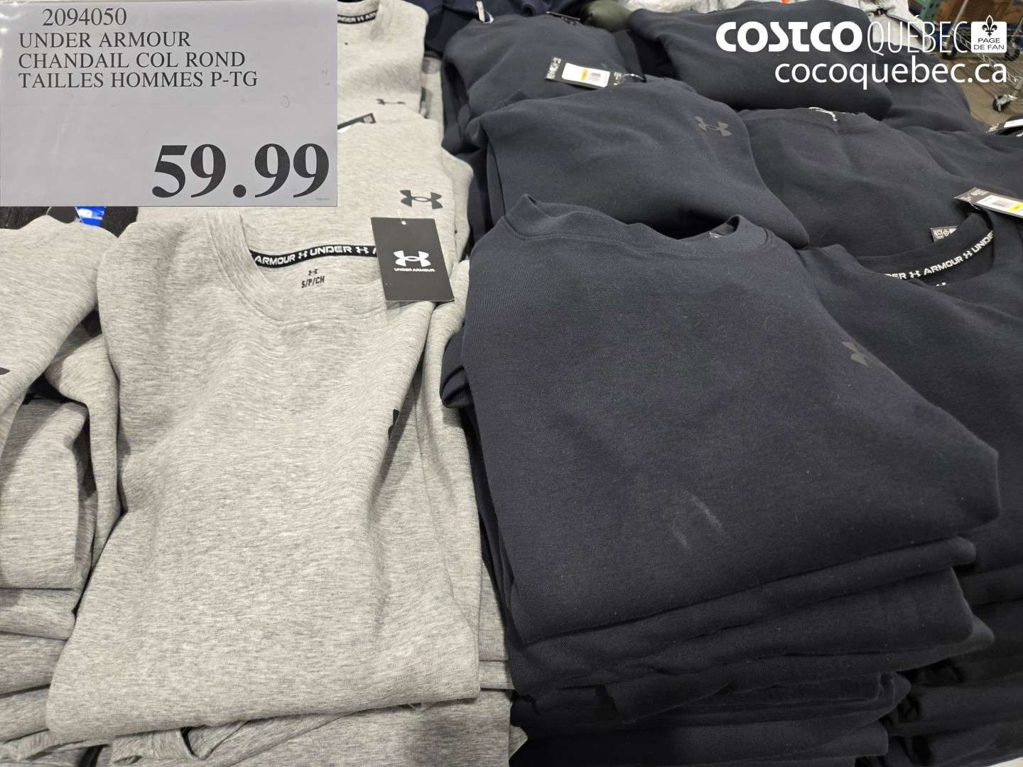 2094050 UNDER ARMOUR CHANDAIL COL ROND TAILLES HOMMES P-TG $59.99