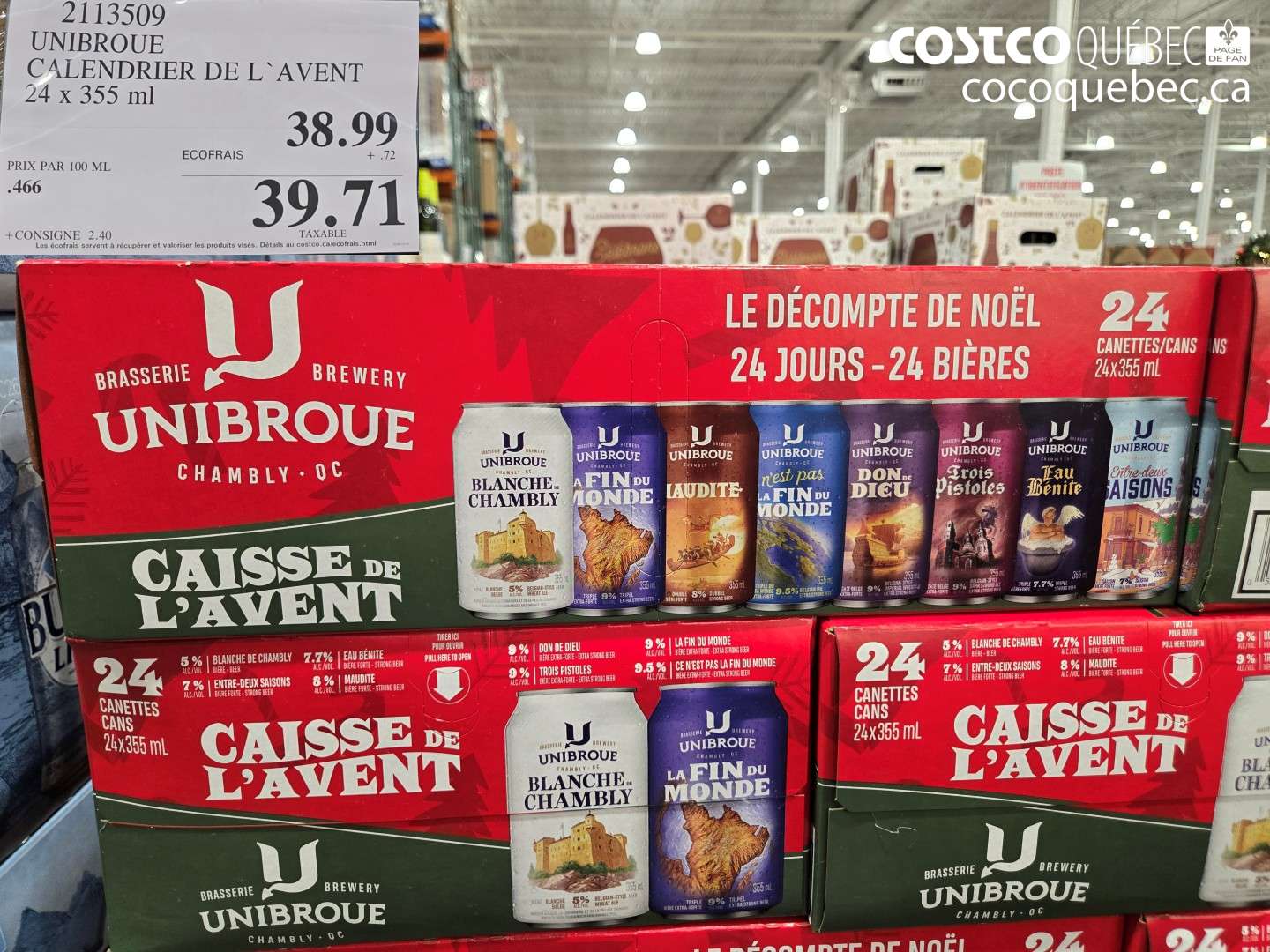 2113509 UNIBROUE CALENDRIER DE L'AVENT 24 X 355 ML $38.99