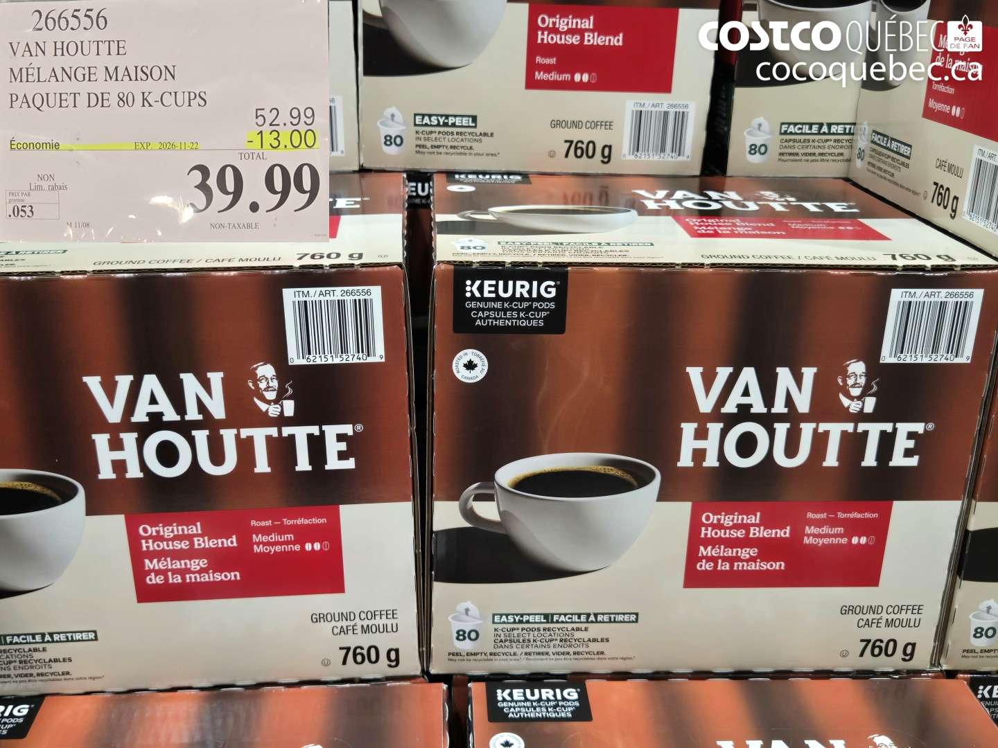 266556 VAN HOUTTE MÉLANGE MAISON PAQUET DE 80 K-CUPS ($13.00 INSTANT SAVINGS EXPIRES ON 2026-11-22) $39.99