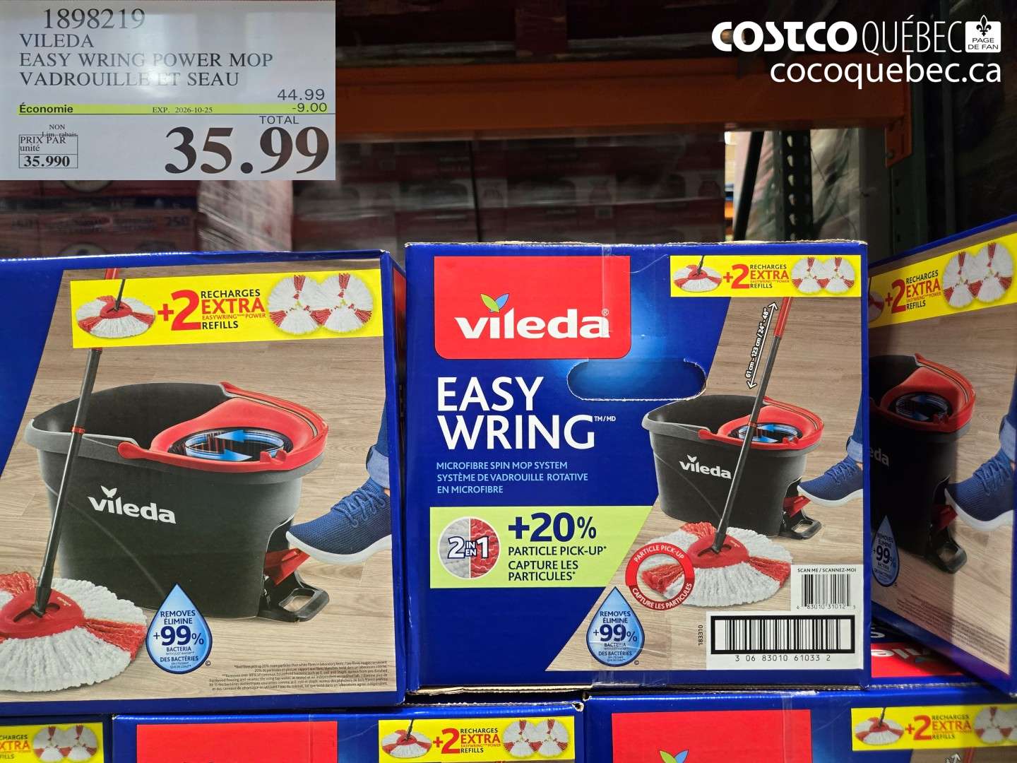 1898219 VILEDA EASY WRING POWER MOP VADROUILLE ET SEAU ($9.00 INSTANT SAVINGS EXPIRES ON 2026-10-25) $35.99
