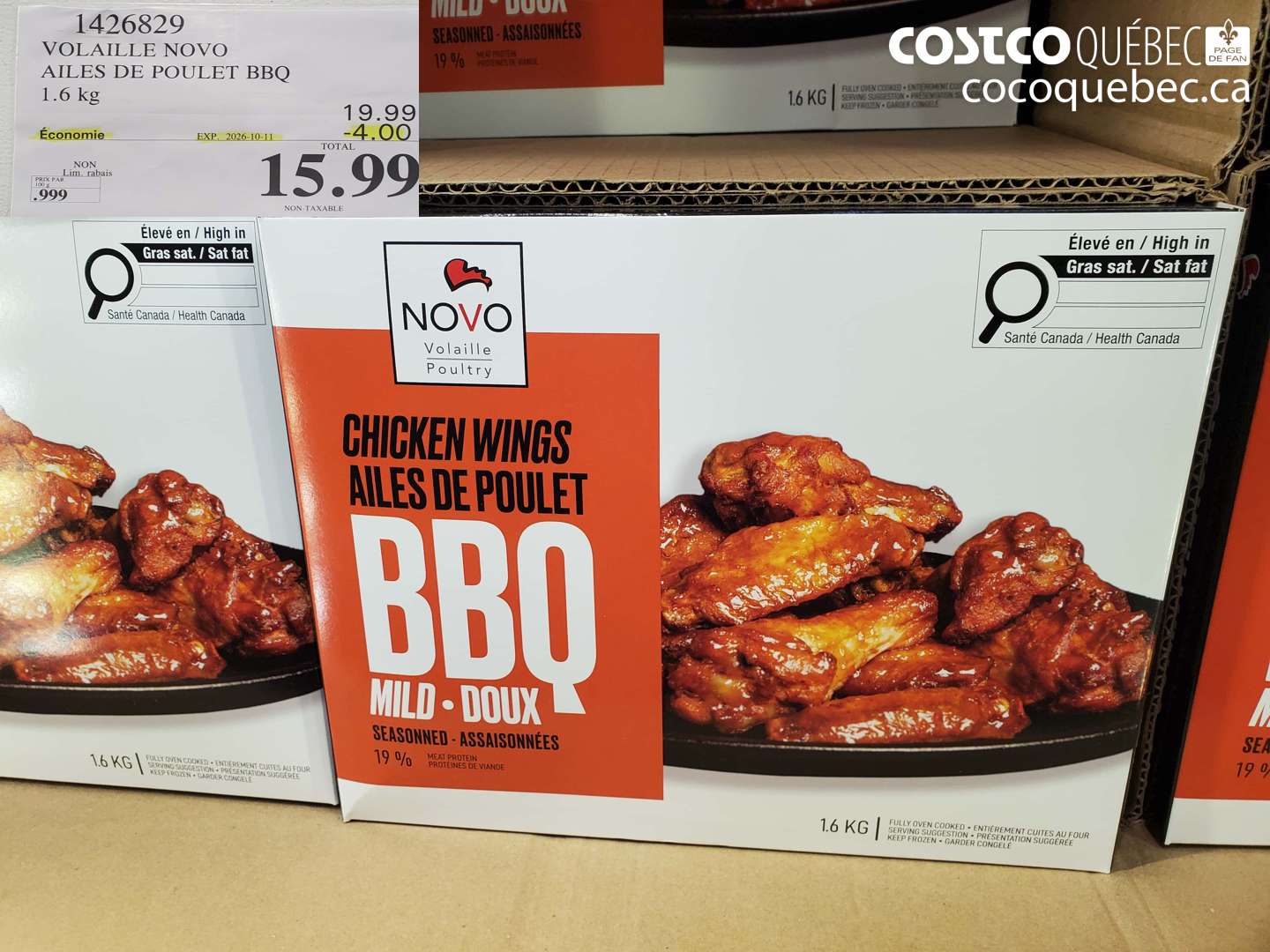 1426829 VOLAILLE NOVO AILES DE POULET BBQ ($4.00 INSTANT SAVINGS EXPIRES ON 2026-10-11) $15.99