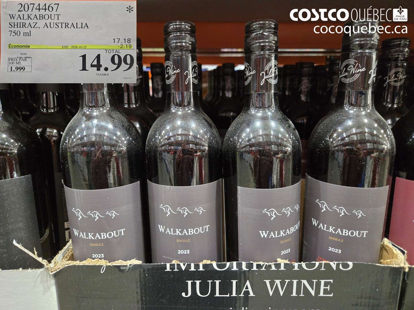 2074467 WALKABOUT SHIRAZ, AUSTRALIA ($2.19 INSTANT SAVINGS EXPIRES ON 2026-10-25) $14.99