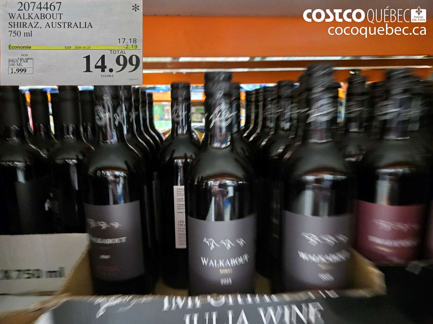 2074467 WALKABOUT SHIRAZ, AUSTRALIA 750 ML ($2.19 INSTANT SAVINGS EXPIRES ON 2026-10-25) $14.99