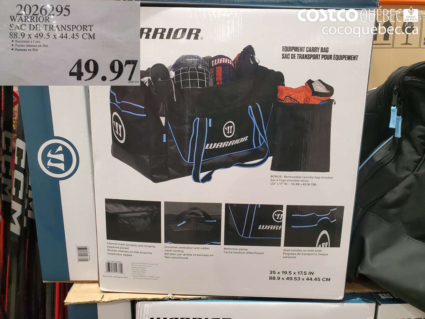 2026295 WARRIOR SAC DE TRANSPORT 88.9 X 49.5 X 44.45 CM $49.97