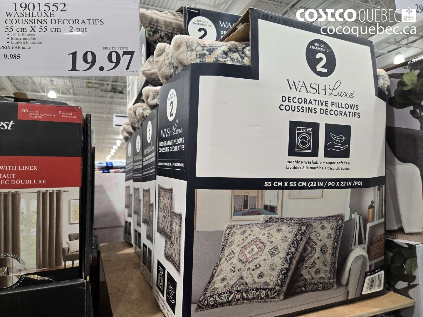 1901552 WASHLUXE COUSSINS DÉCORATIFS 55 CM X 55 CM - 2 PGT $19.97