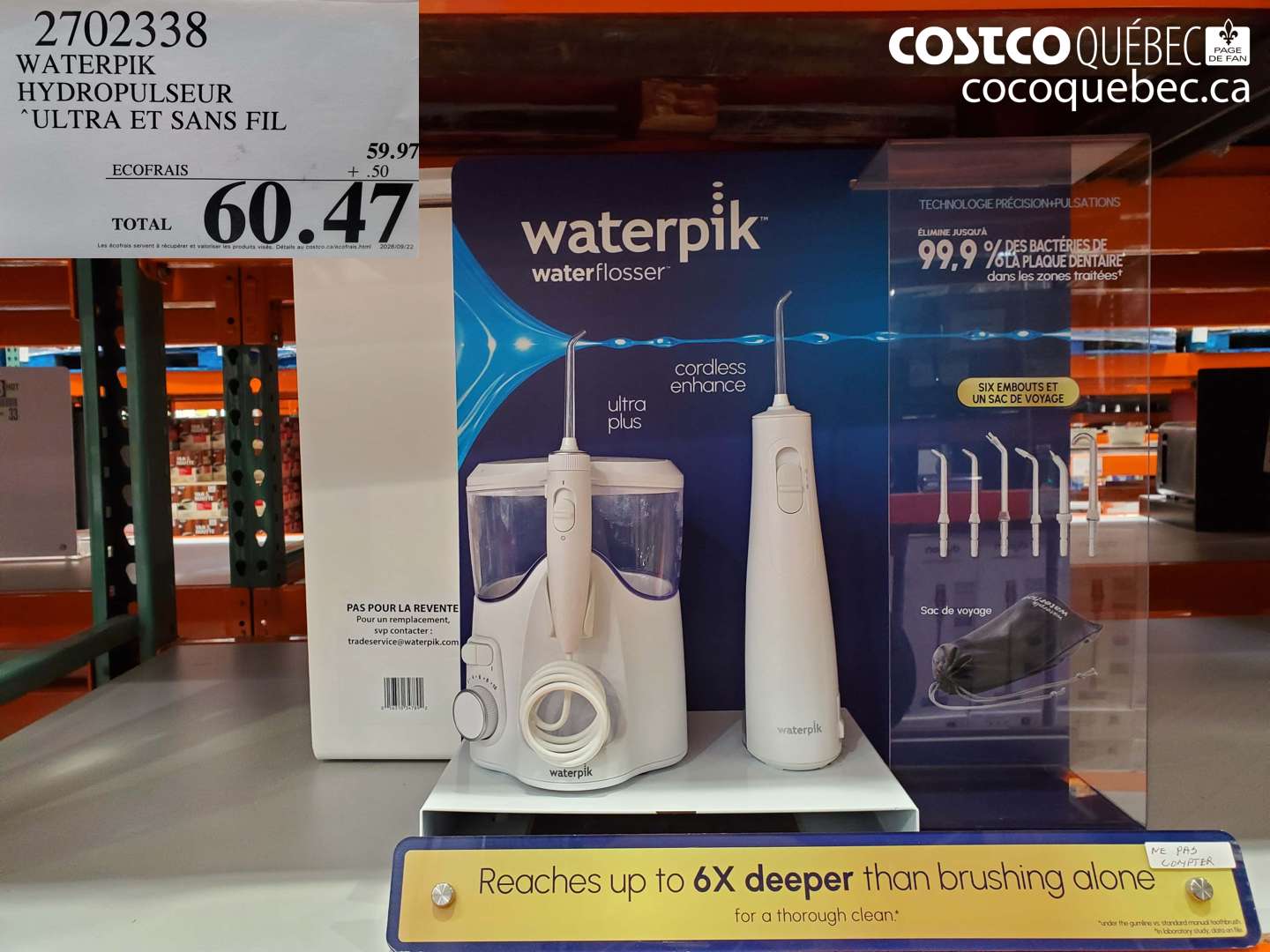 2702338 WATERPIK HYDROPULSEUR ULTRA ET SANS FIL $60.47