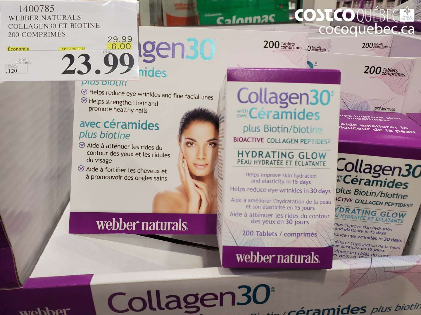 1400785 WEBBER NATURALS COLLAGEN30 ET BIOTINE 200 COMPRIMÉS ($6.00 INSTANT SAVINGS EXPIRES ON 2026-10-25) $23.99