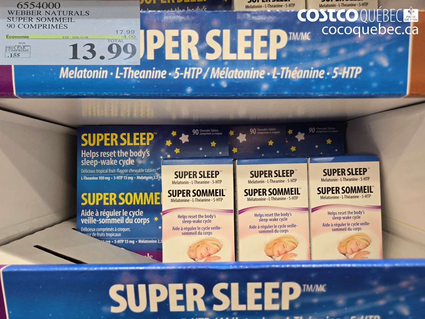 6554000 WEBBER NATURALS SUPER SOMMEIL 90 COMPRIMÉS ($4.00 INSTANT SAVINGS EXPIRES ON 2026-11-08) $13.99