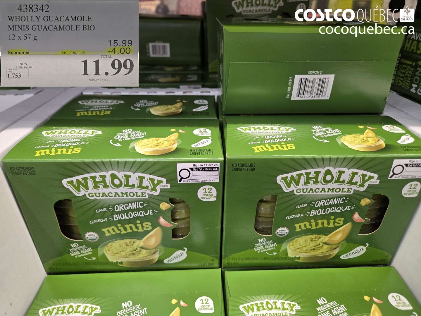 438342 WHOLLY GUACAMOLE MINIS GUACAMOLE BIO ($4.00 INSTANT SAVINGS EXPIRES ON 2026-10-25) $11.99