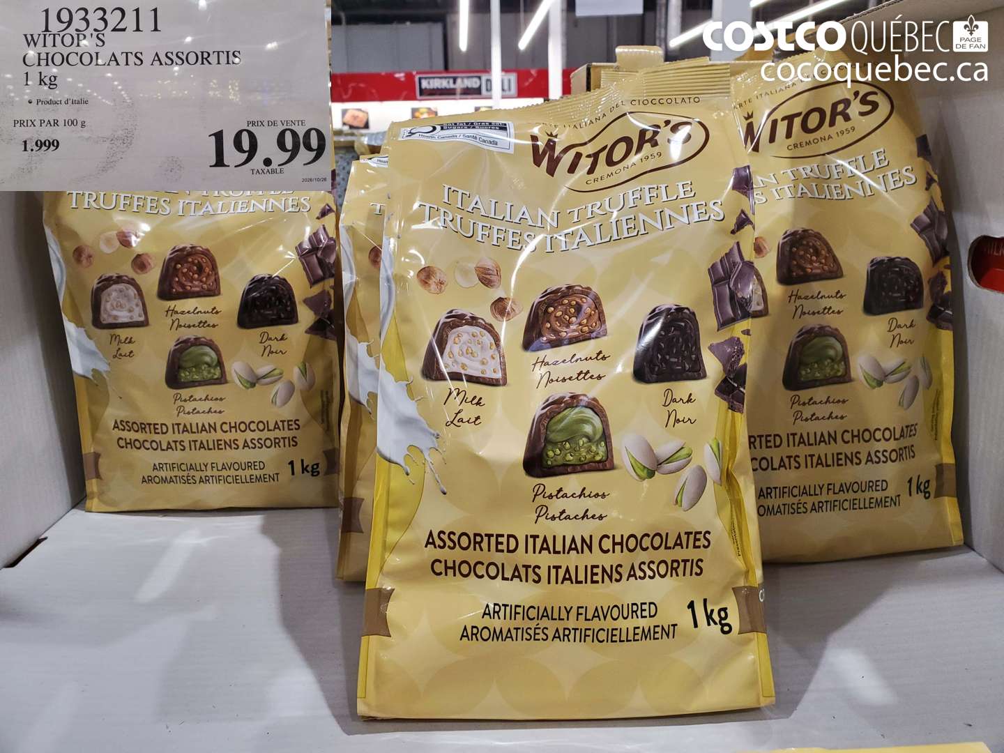 1933211 WITOR'S CHOCOLATS ASSORTIS 1 KG $19.99