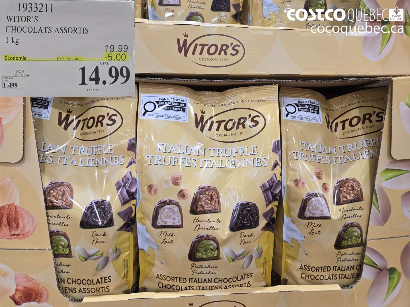 1933211 WITOR'S CHOCOLATS ASSORTIS ($5.00 INSTANT SAVINGS EXPIRES ON 2026-10-25) $14.99