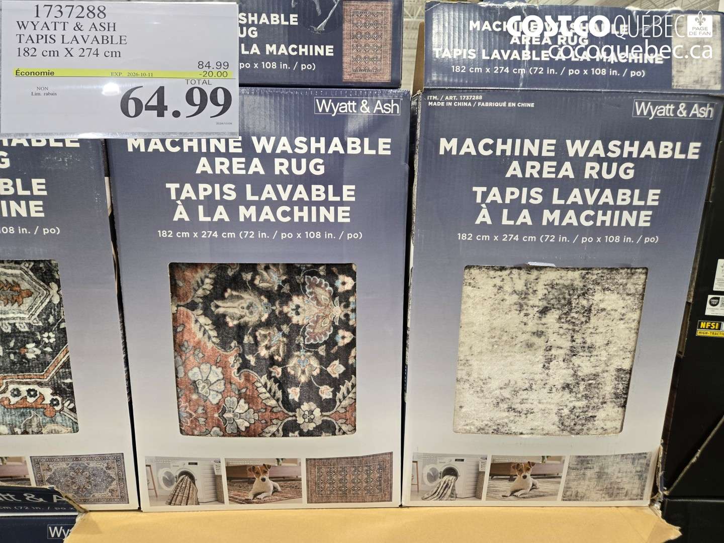 1737288 WYATT & ASH TAPIS LAVABLE 182 CM X 274 CM ($20.00 INSTANT SAVINGS EXPIRES ON 2026-10-11) $64.99