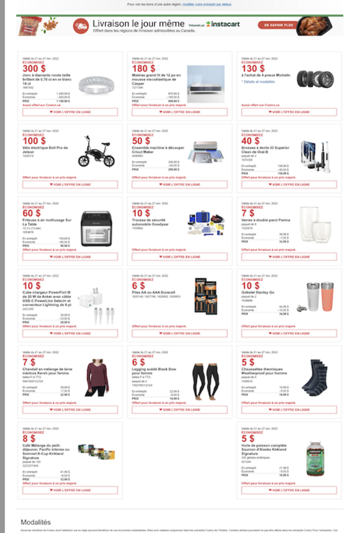 Ventes de circulaires Costco/Costco Flyer Sales Nov 21 to 27 2022 - Costco  Quebec Fan Blog