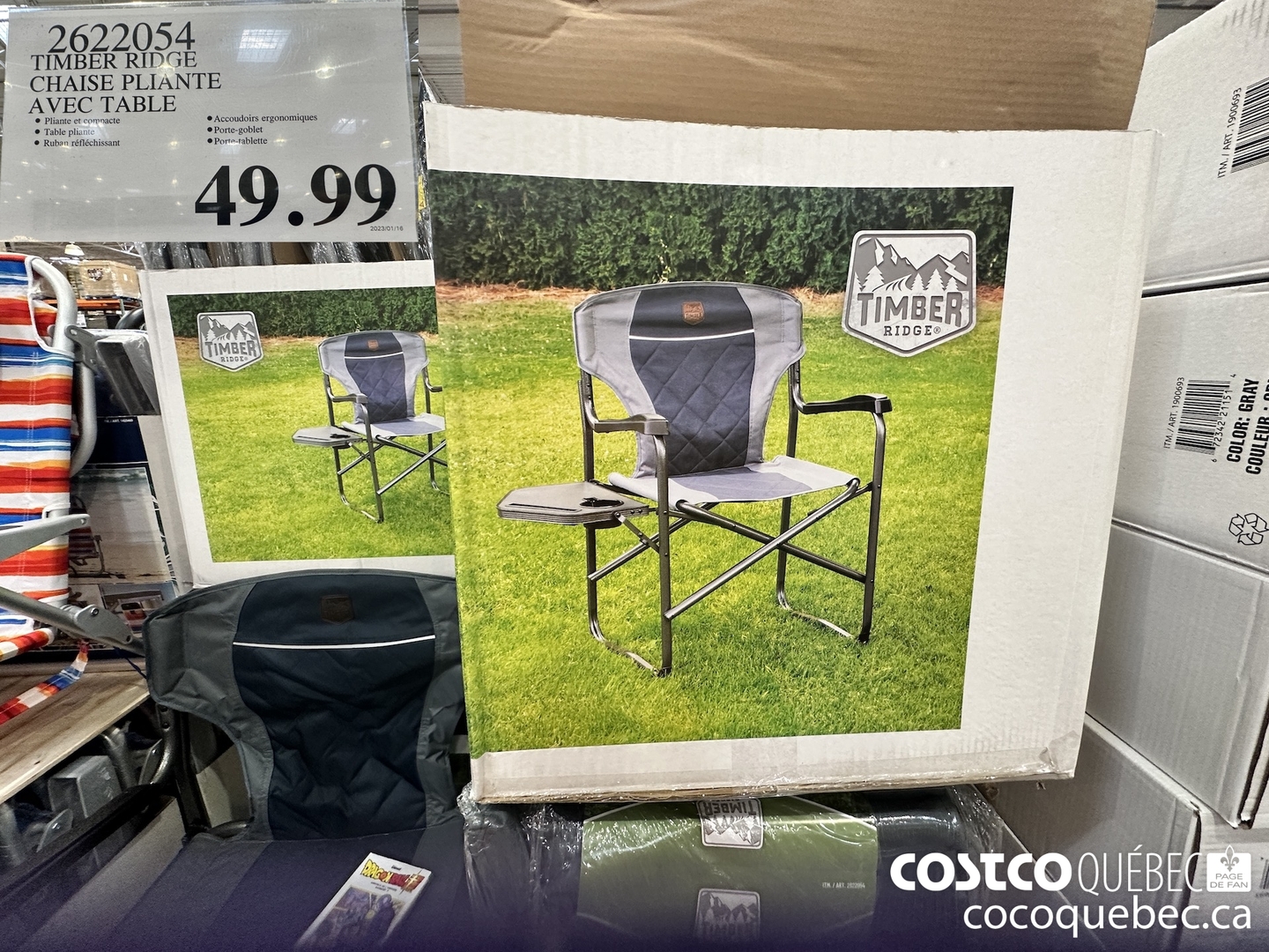 Fin De Semaine Costco Soldes 20 Au 22 Janvier Qu Bec Costco Weekend   TIMBER RIDGE CHAISE PLIANTE AVEC TABLE 20230116 2432 