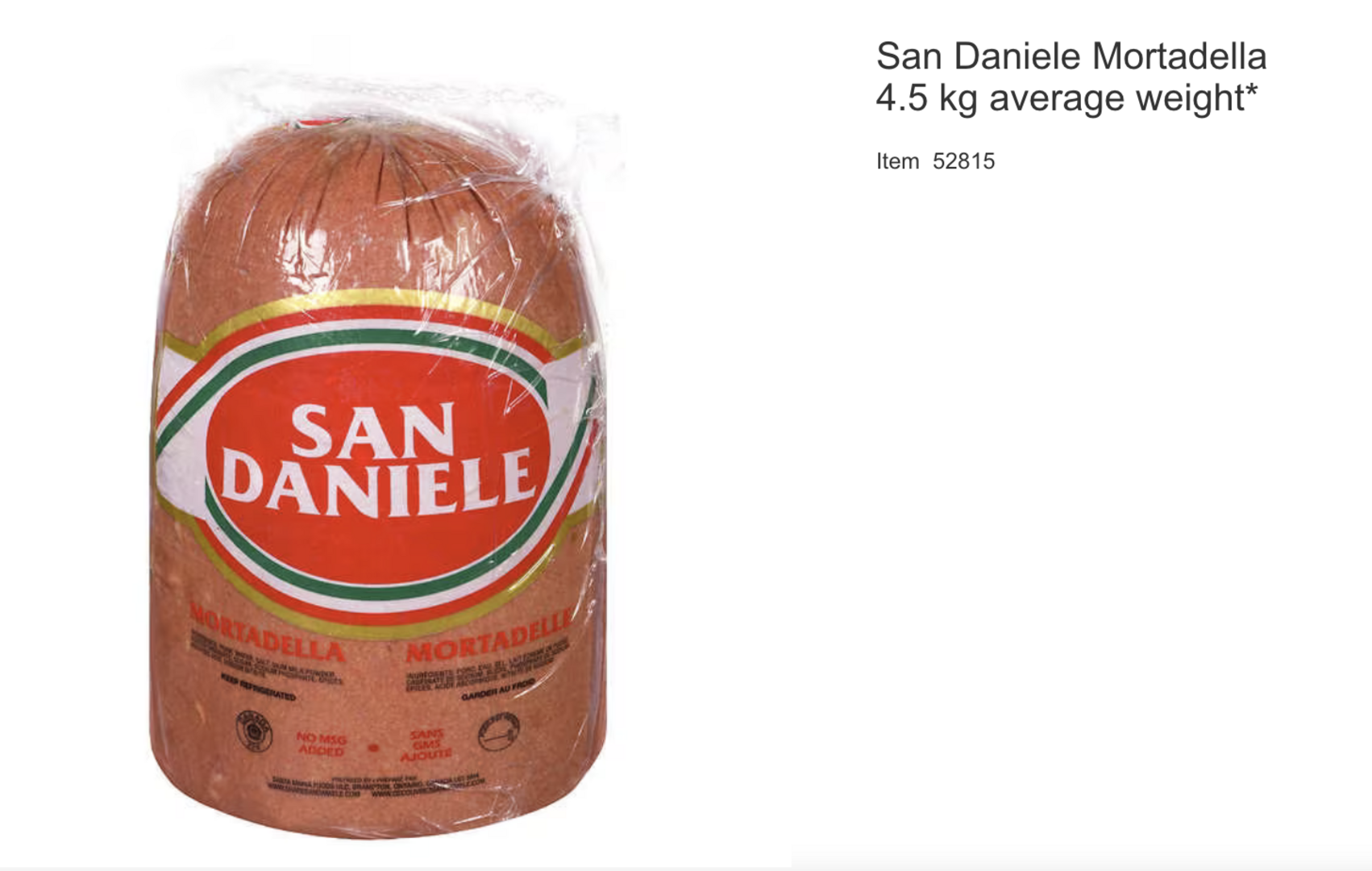 IMPORTANT RECALL Mortadelle de San Daniele RAPPEL IMPORTANT Costco