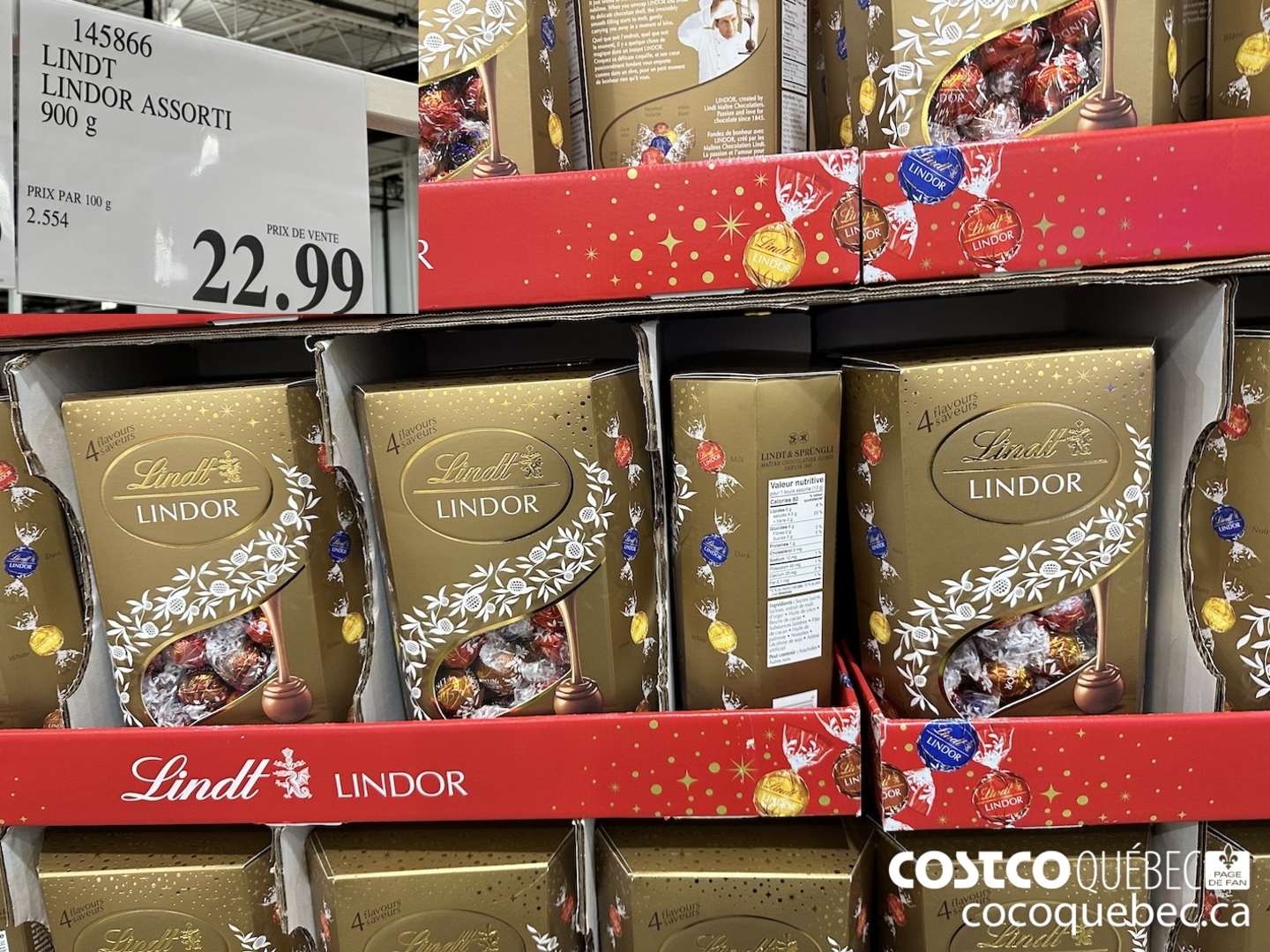 Chocolats Lindt Lindor, saveurs variées, 150 g