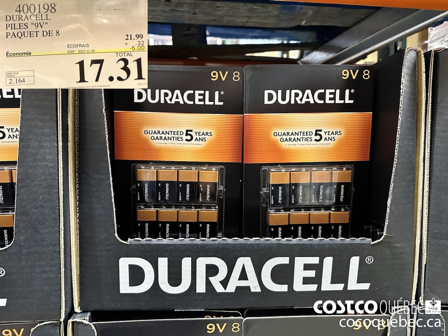 Duracell - Piles 9V, Paquet de 8